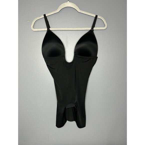 Spanx Bodysuit Womens Medium Black Suit Your Fancy Plunge Bra Low-Back Shapewear - Picture 1 of 14